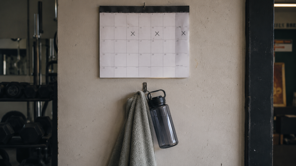 Calendario con tres días de entrenamiento marcados a la semana